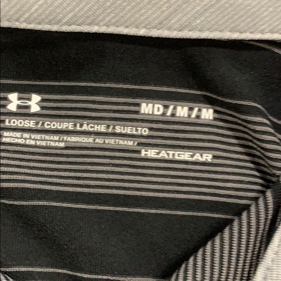 NWOT Under Armour Stripe Polo Shirt- Black - Picture 4 of 5